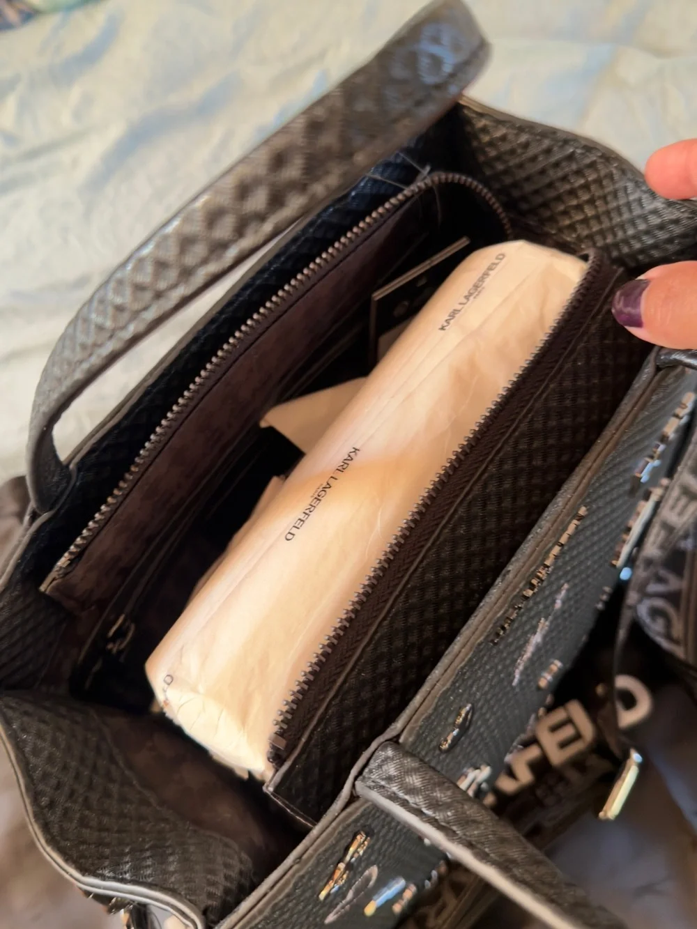 Karl Lagerfeld structured satchel